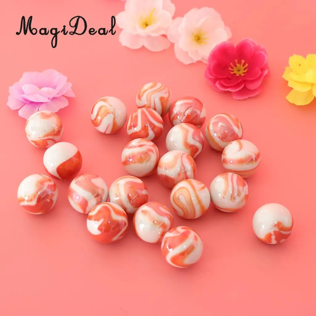 20pcs 25mm Floral Stripes Glass Marbles, Kids Marble Run Game, Marble Solitaire Toy Accs Vase Filler & Fish Tank Home Decor