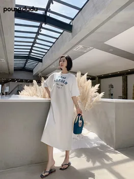 

Poungdudu maternity pregnant women dress loose long t-shirt skirt maternity dress large version short-sleeved dress dress 2019