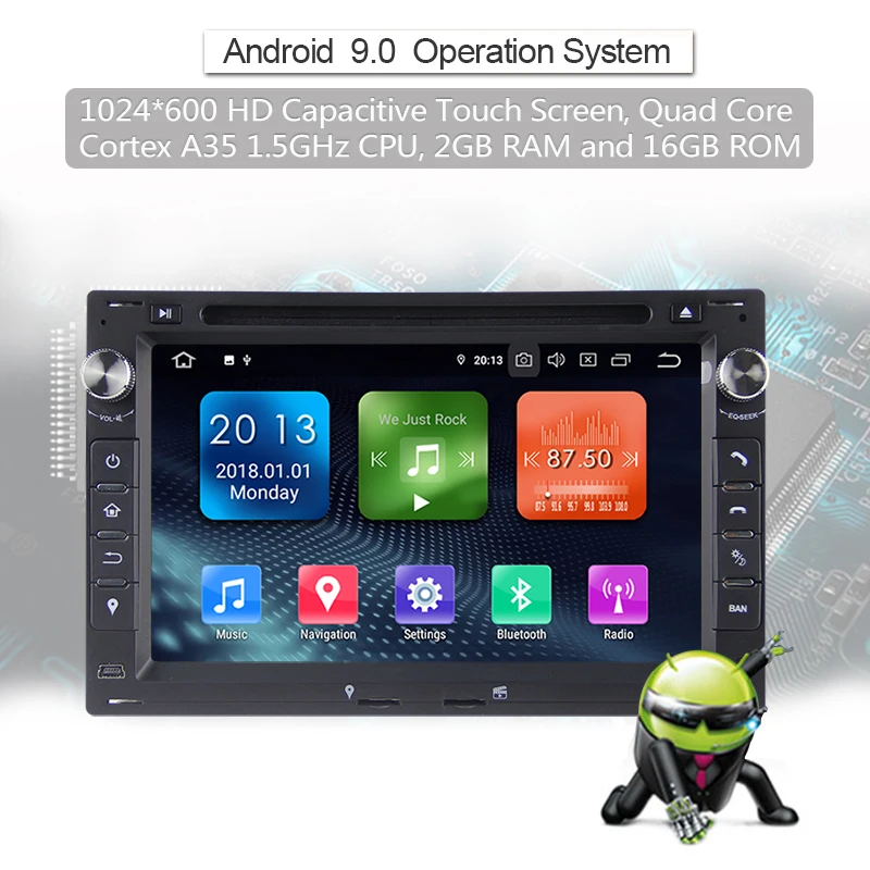 Best KSAOTU 7" DAB+ 4G Android 9.0 Car DVD Player SD GPS for VW Golf Passat Polo Bora Seat Peugeot 307 0