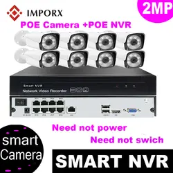 IMPORX HD 8CH 2.0MP POE камера безопасности Системы комплект H.265 POE IP Камера открытый Водонепроницаемый Главная видеонаблюдения сетевое