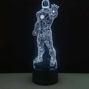 

Superhero LED Lamp 3D Night Lights Optical Illusion Smart Touch 7 Colors USB Night Light Table Lamps Iron Man Mood Lamp Boy Gift