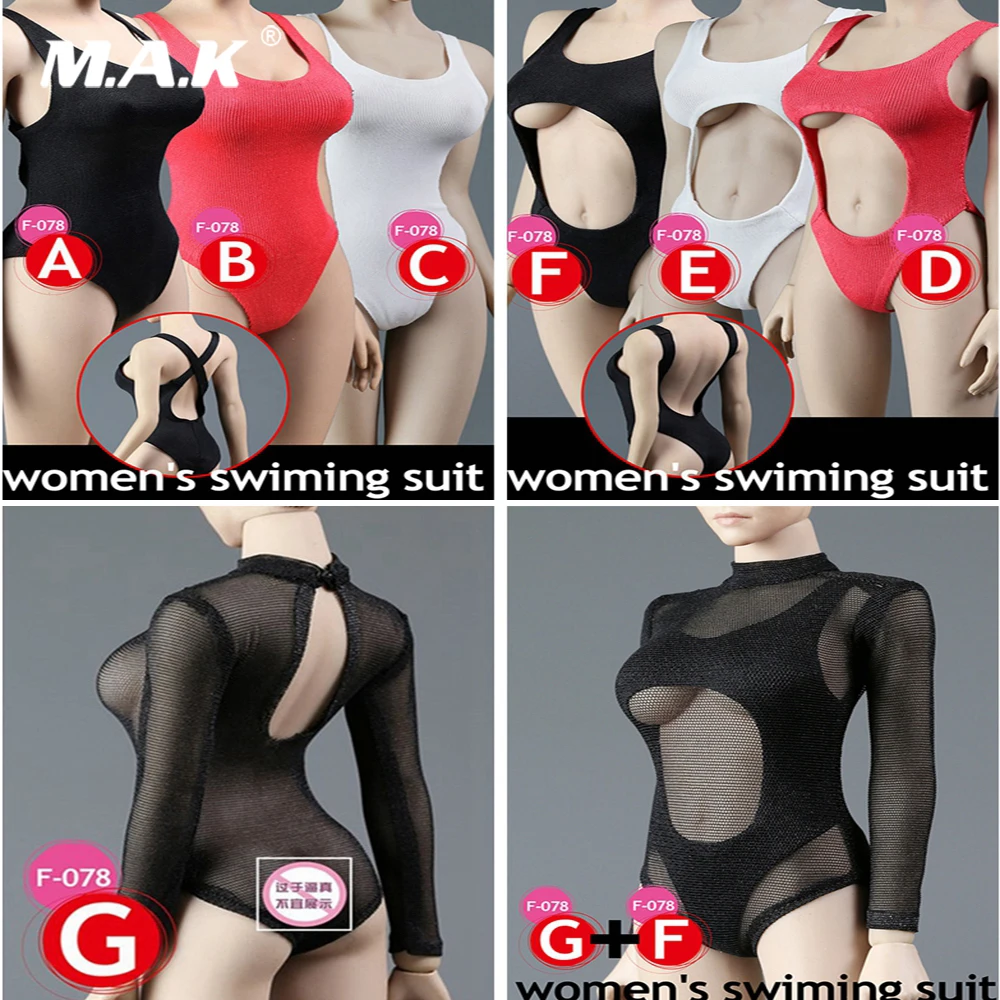 1//6 Scale Accessories Model Female Sheer Bodysuit Swimwear Mesh Bikini Sets