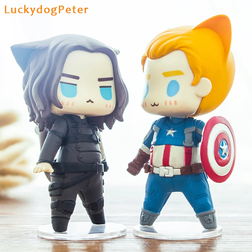 

The Avengers Captain America Action Figure 1/10 scale painted figure Cute Ver. Cat cos Captain America Doll PVC ACGN figure Toy