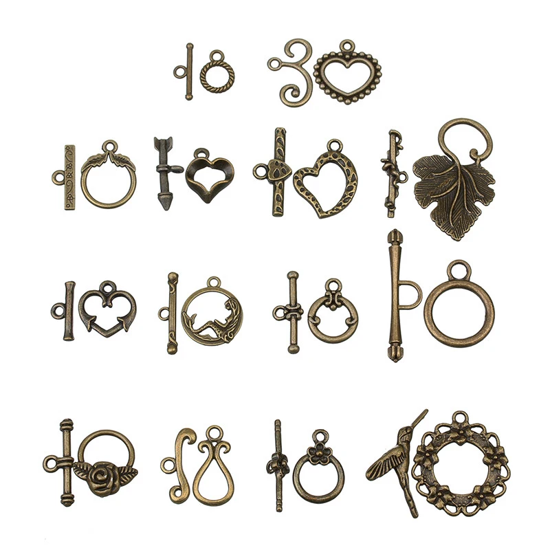 20Sets Antique Bronze Fastener Bracelet Toggle Clasp For Jewelry Making