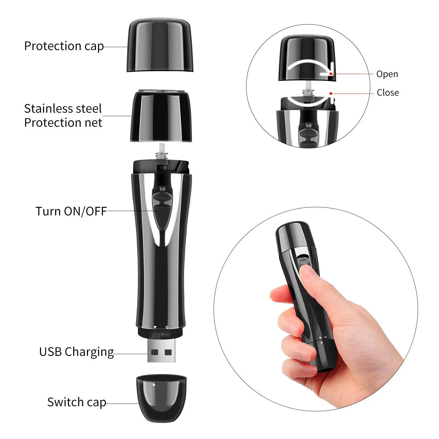 Mini Portable Hair remover/Painless Facial Hair Removal/Rechargeable Nose&Eyebrow Bikini Trimmer/Electric Shaver drop Shipping