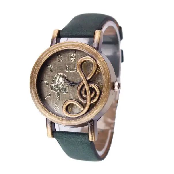 Женские Новые Креативные дизайнерские винтажные часы с музыкальными нотами, аналоговые кварцевые наручные часы relogio feminino