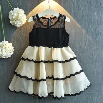 

2019 Summer Children's Sleeveless Lace Patchwork Ball Gown Tutu Princess Party Dress Girls Cute Sundress vestidos