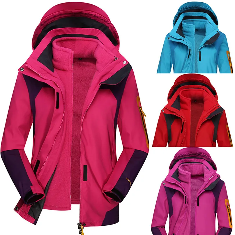 

Windbreaker Jacket Women Waterproof Jacket Winter Hoodie Two Piece Set Warm Waterproof Windproof Outdoor Coat New #2o19