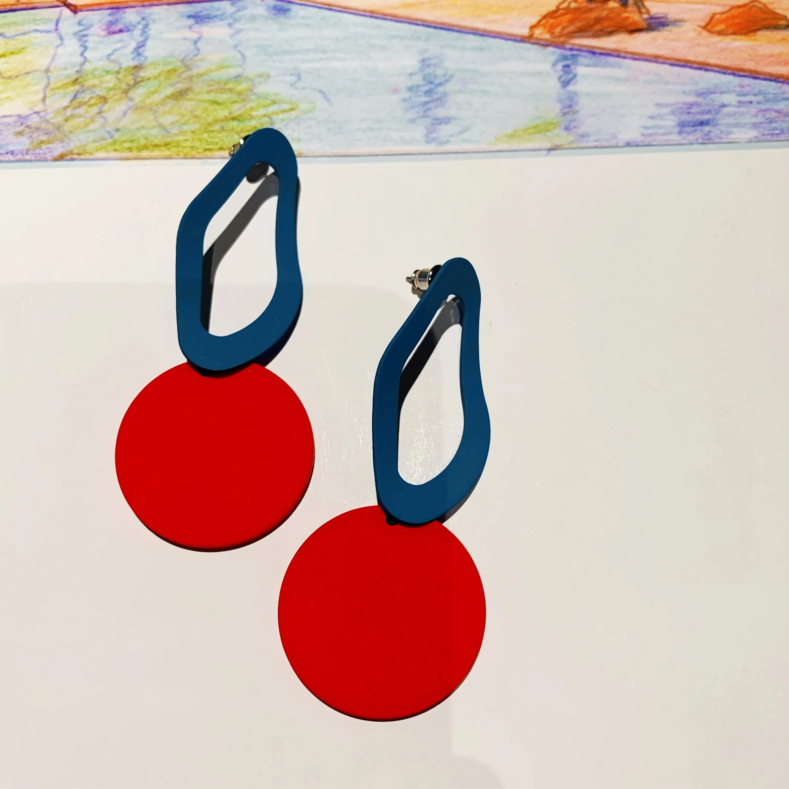 

Neatear 2019 Personality Korean party cocktail party red summer wild earrings Instagram Internet celebrity