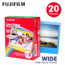 Натуральная 20 листов Fujifilm Instax Wide Film Rainbow Фотобумага для цифровой фотокамеры Fuji Фотоаппарат моментальной печати 300/200/210/100/500AF