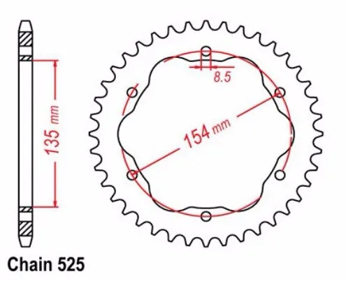 LOPOR 525-39T Запчасти для мотоциклов Задняя звездочка для Ducati 848 2008-2010, Evo 2011-2013, Evo Corse Special Edition 2012-2013