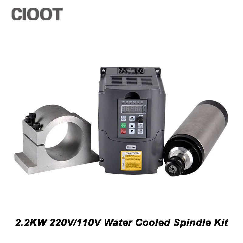 

2017 CNC Spindle 2.2KW Water Cooled Spindle Motor Milling Machine Router Tools +220V/110V Inverter+80MM Clamp Bracket