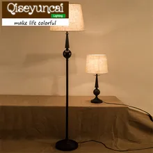 Qiseyuncai американский стиль деревенская простая металлическая настольная лампа спальня кабинет гостиная дистанционное управление тонирование затемнение освещение