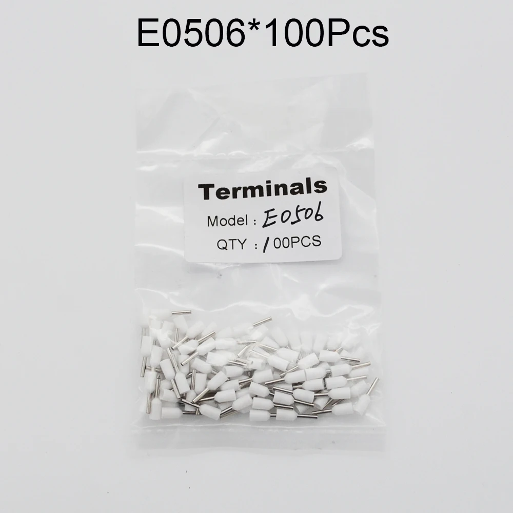 

Hot sale E0506 100pcs insulating tubes insulated terminals 0.5mm2 Wires Connecting Cable Insulation Crimp Output Connector