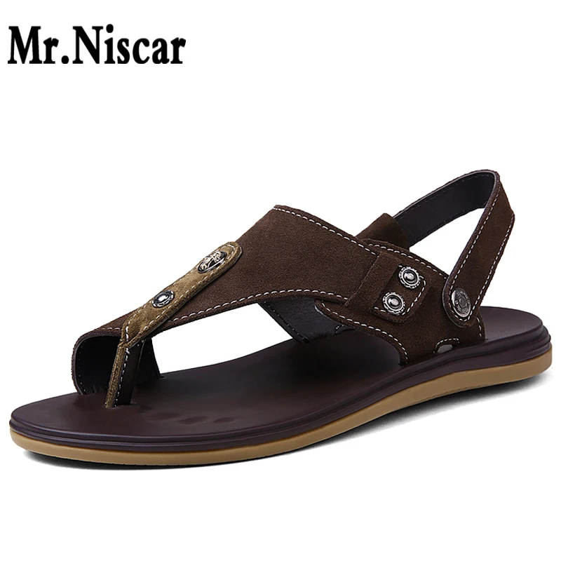 

Mens Sandals Genuine Leather Summer 2018 New Beach Flip Flops High Quality Walking Sandal Outdoor Sandals Plus Size 36-46