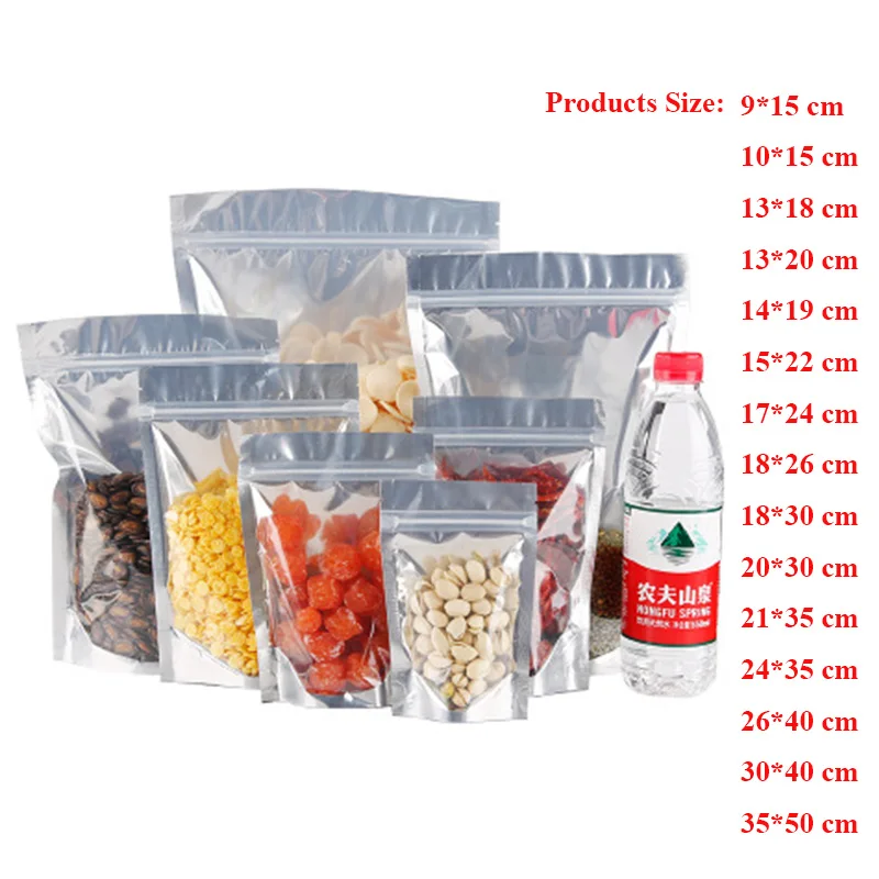 

30pcs/lot 20 Wires Aluminum Foil / Clear Flat Bottom Resealable Valve Zipper Plastic Retail Package Pack Bag Ziplock Thickness