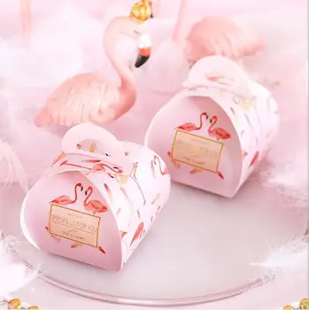 

100Pcs New Arrival Pink Flamingos Wedding Favors Candy Boxes Party Gift Box Bomboniera Sugar Chocolate Box Giveaways Box
