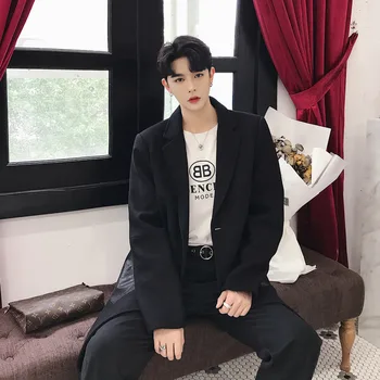 

2019 Spring New Men's Korean Designer Alternative Tide Brand Hooded Leather Pocket Ins Super Fire Long Couple Fashion Jacket