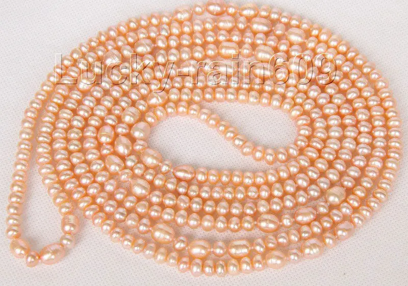 

FREE SHIPPING length 88" 11mm baroque pink freshwater pearls necklace E2570