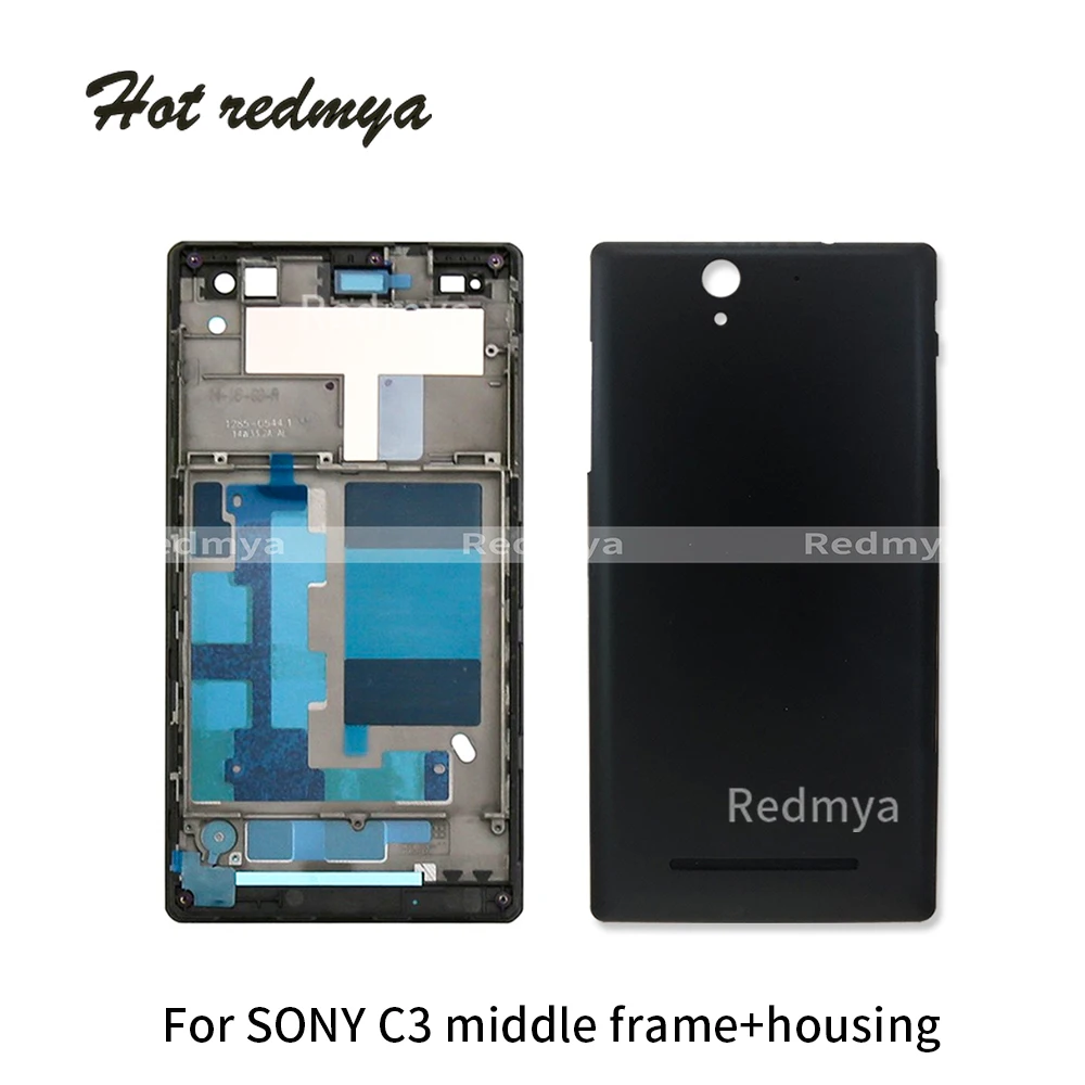 

Middle Frame For SONY C3 D2533 D2502 D2503 LCD Supporting Middle Faceplate Frame Bezel Plate +Battery Back Cover Housing