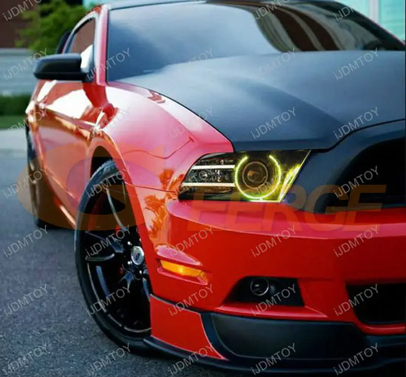 Для Ford Mustang 2013 фара отличная RF Bluetooth контроллер многоцветный ультра яркий RGB светодио дный angel eyes Halo Кольцо Комплект