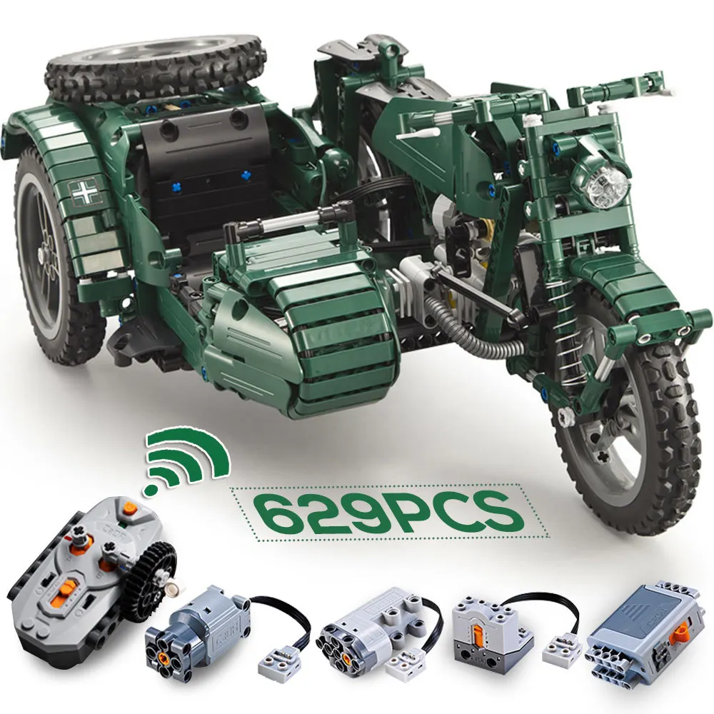 

Remote Control Legoing Motorcycle Weapon Military Model Building Blocks Compatible With Legoed Technic Kids Toys For Children