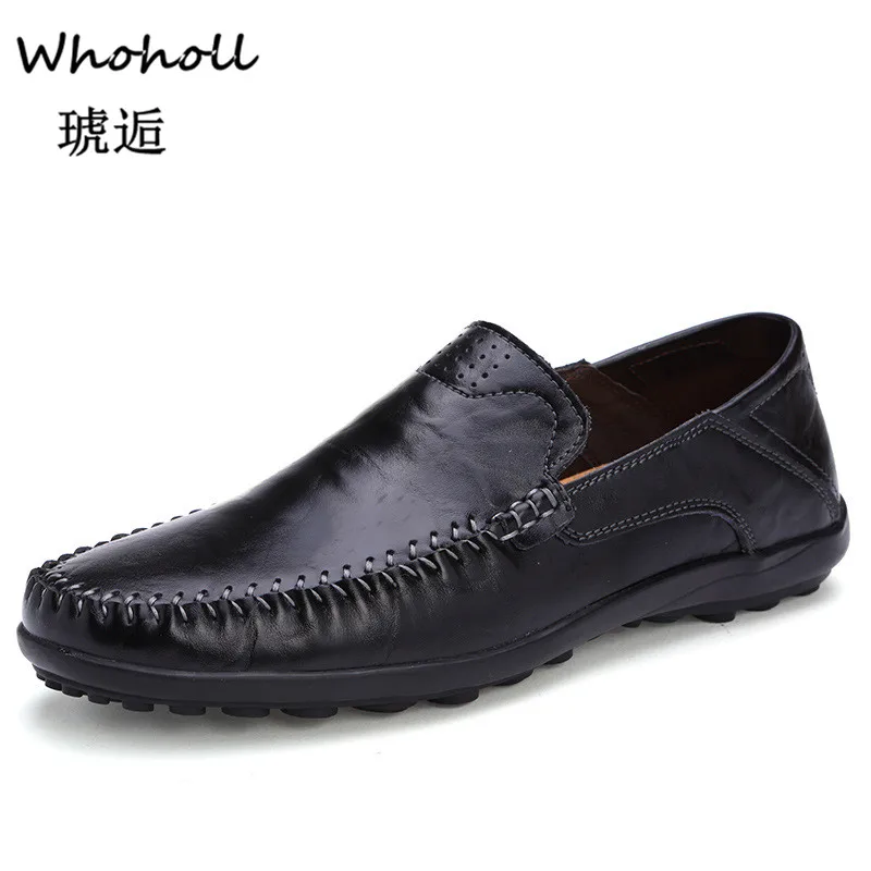 

Genuine Leather Mens Moccasin Shoes Black Men Flats Breathable Casual Italian Loafers Comfortable Plus Size 38-47 Driving Shoes
