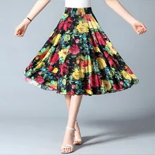 Новые летние женские юбки в горошек, женские юбки до колена с цветочным принтом розы, юбки с эластичной резинкой на талии, уличная Юбка faldas mujer moda