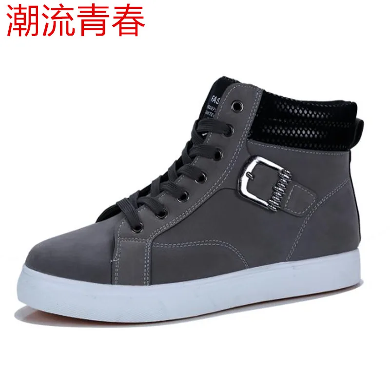 

2019 Hot Men Shoes Fashion Warm spring Autumn Leather Footwear For Man New High Top pu Canvas Casual Men Shoes