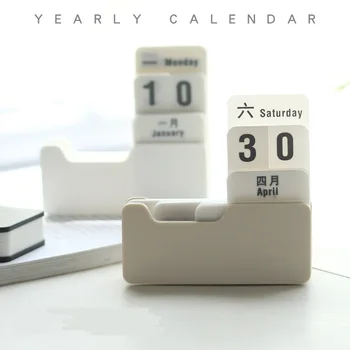 

2021 Creative Mini Rotatable Desk Yearly Calendar Unique 100 Years Perpetual Calendar Desk Decoration