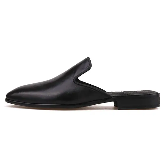 Черные высококачественные Подиумные тапочки шлепанцы из натуральной кожи; Роскошные брендовые сандалии из натуральной кожи; итальянская мужская обувь; большой размер 47; 11 - Цвет: Черный