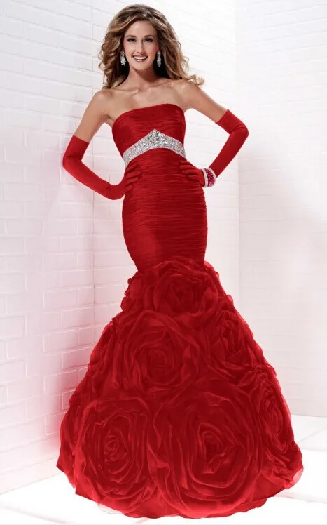 red ball gown mermaid