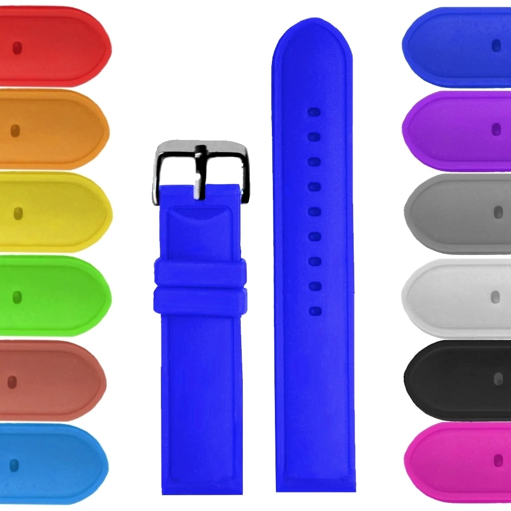 20mm Classic Blue Color Silicone Jelly Rubber Men Ladies Watch Band Straps WB1087E20JBin