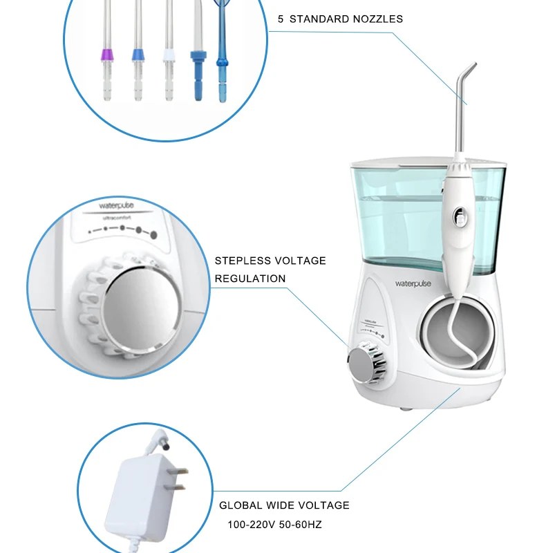 Waterpulse Dental Water Flosser Oral Irrigator Waterpick Dental Floss Water Irrigation Jet Dental Tooth Floss V600g 8