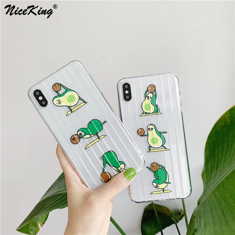 

Niceking Summer Fruit Avocado Luggage Suitcase Phone Case For iPhone X XS Max Xr 8 7 6 S 6s Plus Trunk Soft Silicone Back Cover