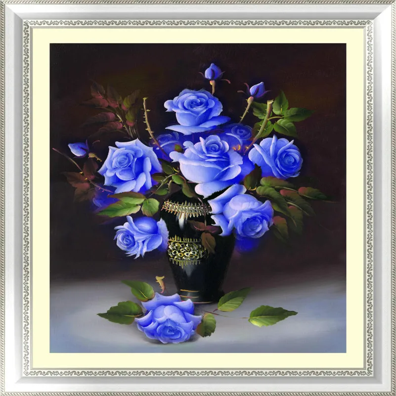 

5D diamond embroidery diamond mosaic blue rose picture flowers basket 3D diy diamond painting cross stitch needlework ZS326