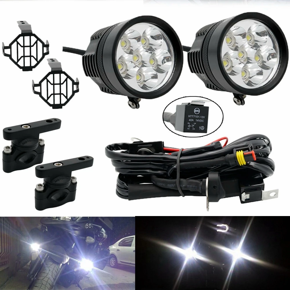 

Motorcycles Set 2x LED Auxiliary Fog Light Assembly Driving Passing Lamp For BMW Suzuki Honda Yamaha Auxiliary Fog Lights