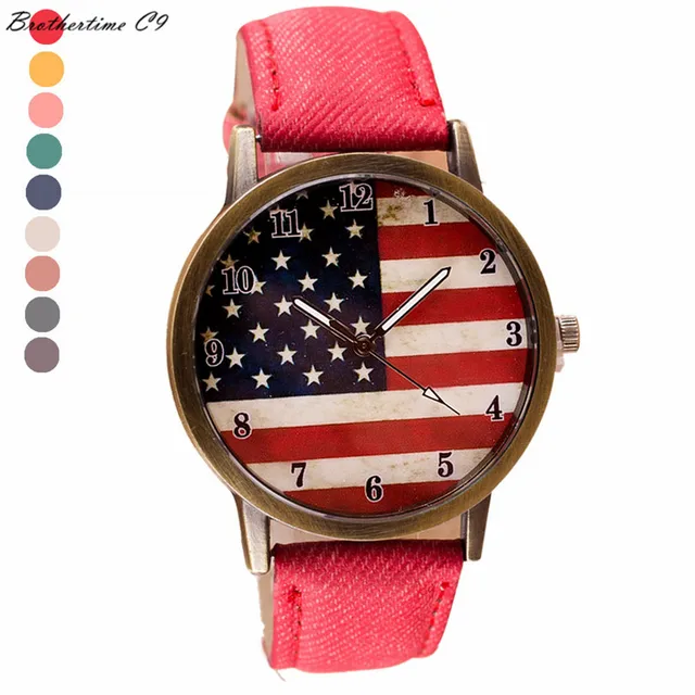 Creative Luxury Watch Women American Flag pattern Leather Band Analog Vogue Wris Creative Luxury Watch Women American Flag pattern Leather Band Analog Vogue Wris