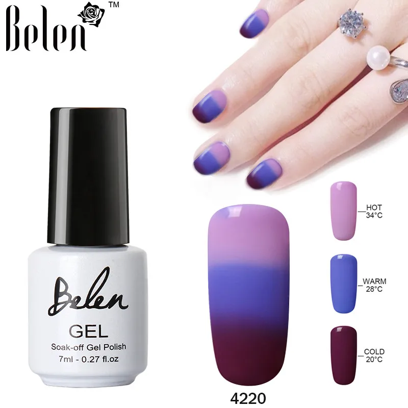 Belen 7 мл Гель-лак для ногтей Гель-лак меняющий цвет хамелеон температурный лак для ногтей тепловое изменение цвета УФ Гель-лак для ногтей гель - Цвет: 4220
