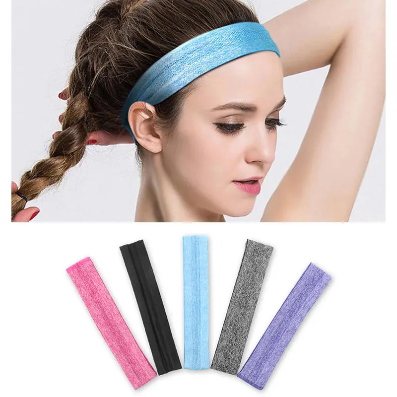 2018 Women Yoga Headband Sports Hairbands Absorbing Sweat Elastic Solid Yoga Headbands Stretch