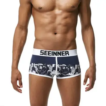

Fashion Underwear Boxer Shorts Men Cotton Underwear Lingerie Printing Male Underpants Soft Mid Waist Bottoms Homme Pants Cuecas