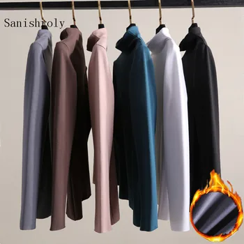 

Sanishroly Autumn Winter Women Turtleneck T-Shirts Tee Warm Thick Velvet T Shirt Ladies Long Sleeve T Shirts Tops Plus Size S624