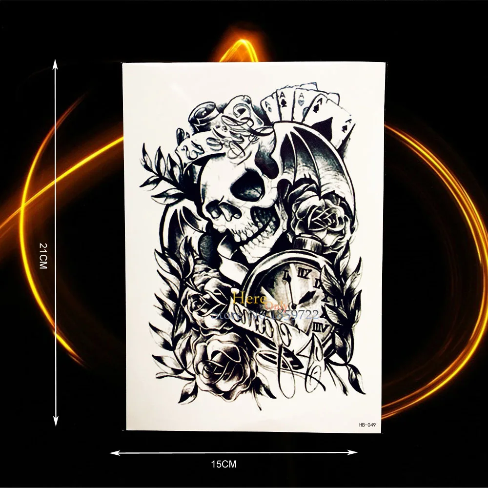 Iblis Jahat Damon Temporary Tattoo Stiker Tengkorak Kepala Rodes