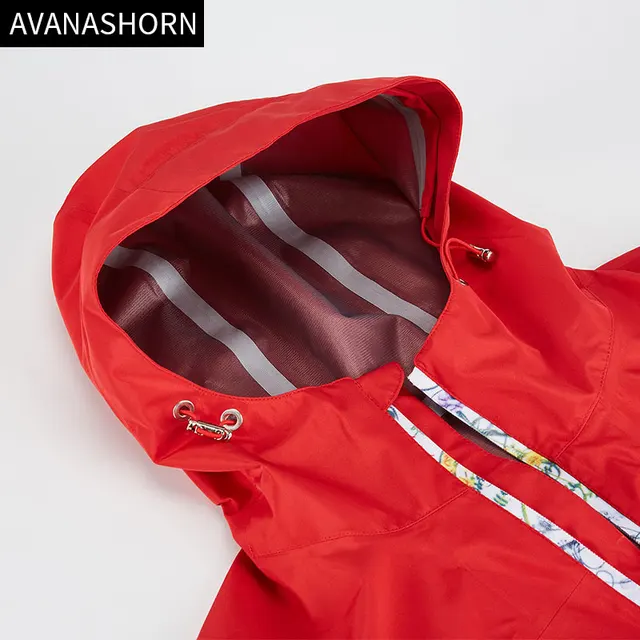AVANASHORN Women Exercise Jacket Waterproof Training Poncho Thin Breathable Outdooor Sports Coat Rainproof Zipper Red and Blue