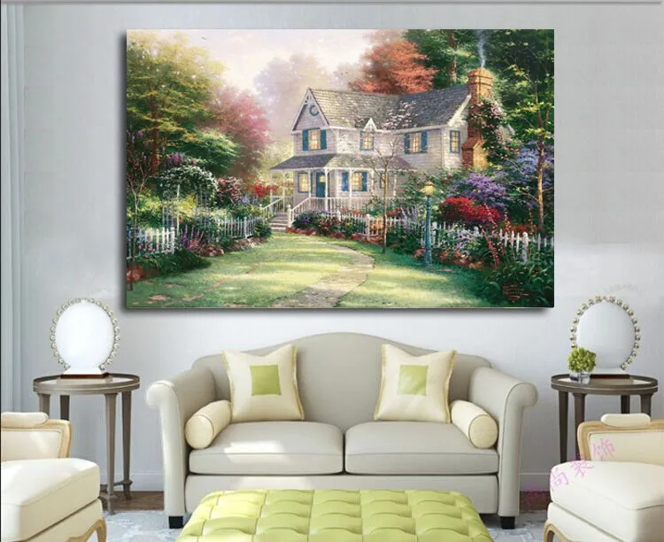 Thomas-Kinkade-Charming-Cottages-Gardens-Art-Painting-Prints-on-Canvas-for-Home-Wall-Decor-Wall-Art (1)