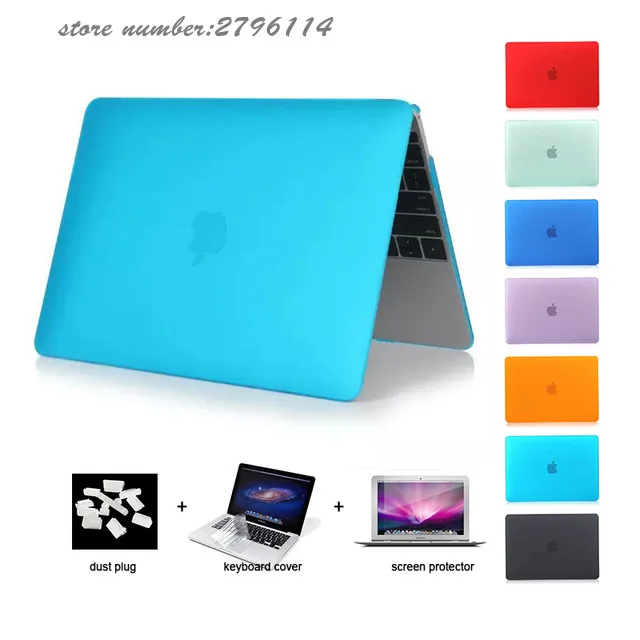 

4in1 Matte Case For Apple macbook Pro 13 15 Air 11.6 13.3 12 retina laptop Potective case+ screen +keyboard cover + dust