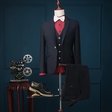 Новое поступление, большой мужской тонкий мужской костюм жениха, пиджак, комплект из трех предметов, свадебное платье, плюс размер M LXL 2XL 3XL 4XL5XL