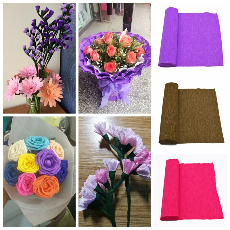 250cm 10/15/25/50cm Wide Crepe Paper DIY Flower Wrapping for Wedding Birthday Party Decoration Gift Packing Craft Crinkled Paper