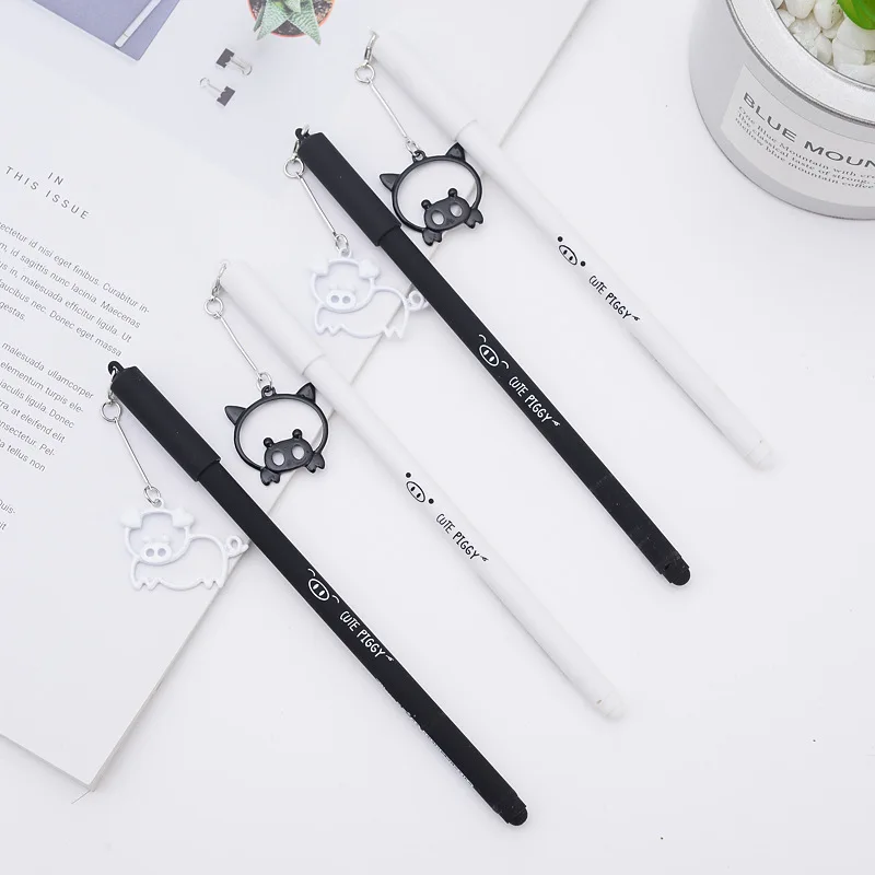 

2pc Creative Stationery Student Cute Pen Cartoon Pig Gel Pen 0.5mm Full Needle Black Ink Pen School Supplies Office Supplie