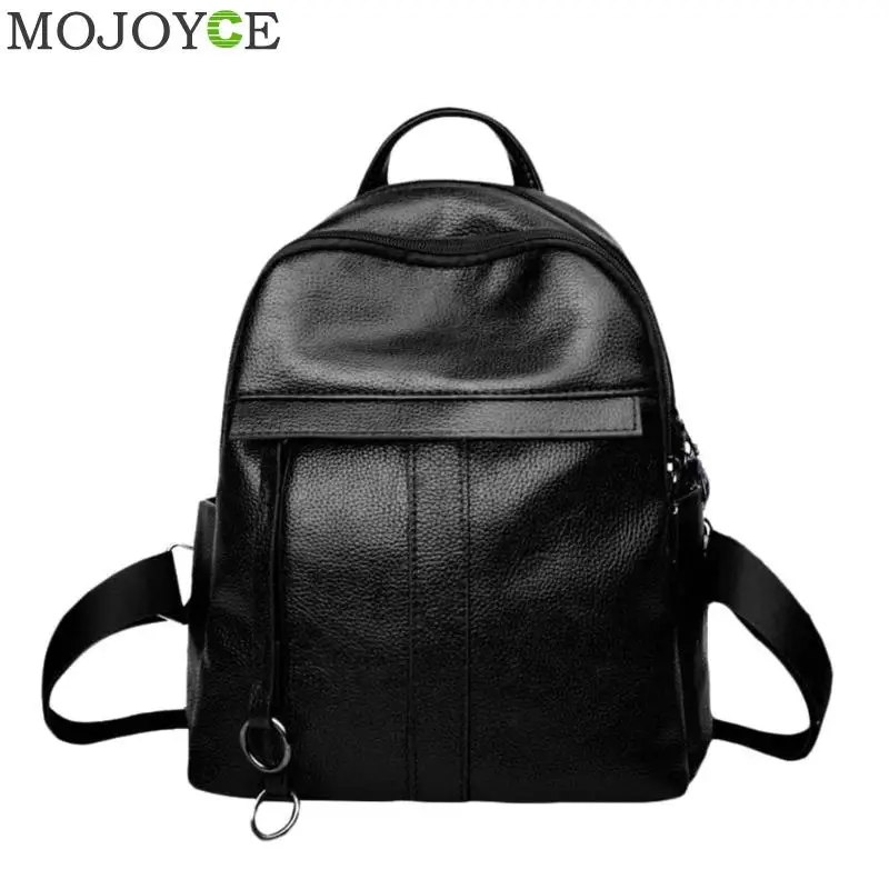 

High Quality PU Leather Women Backpack Fashion Solid School Bags For Teenager Girls Large Capacity Casual Women Black Backpacks